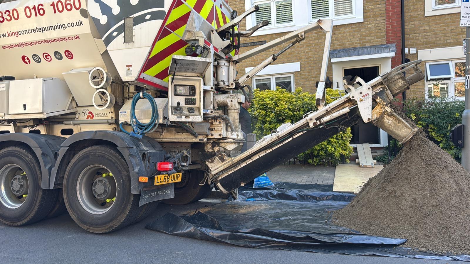 Ready mix concrete being delivered